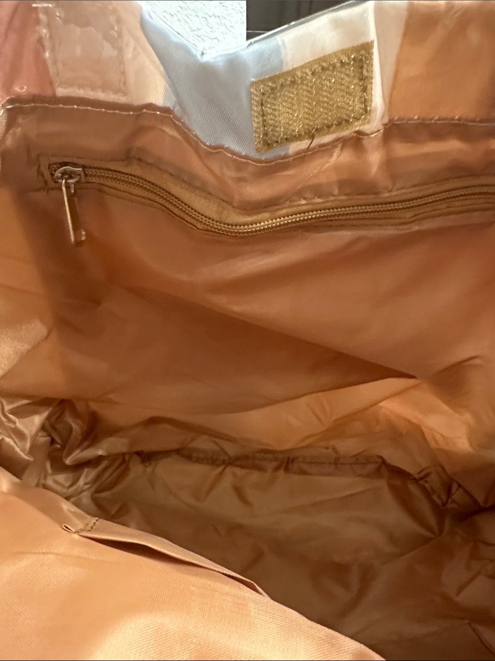 Neutral Multi Stripe Patent Tote Bag - Picture 3 of 4
